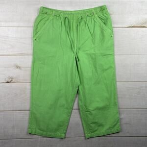 Cappagallo Pants Womens PM Green Capri 100% Cotton Pull On Drawstring